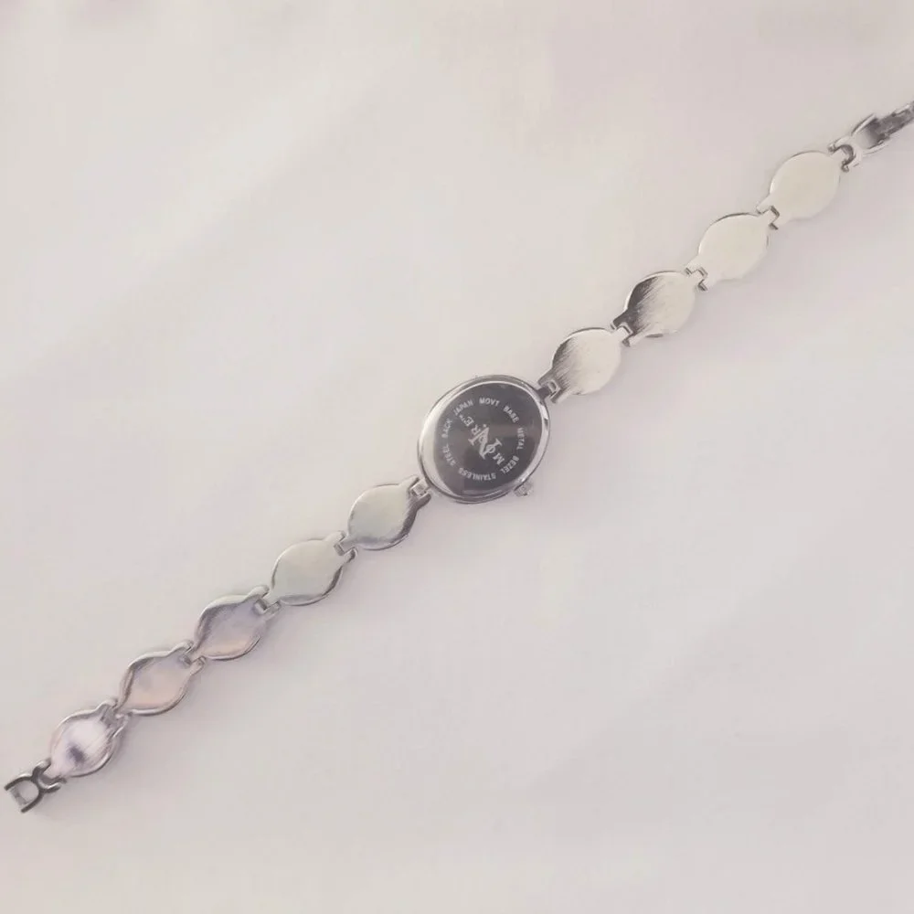 Women's N Moore Silver-toned Watch w/Lapis Lazuli, Mother of Pearl and Car…